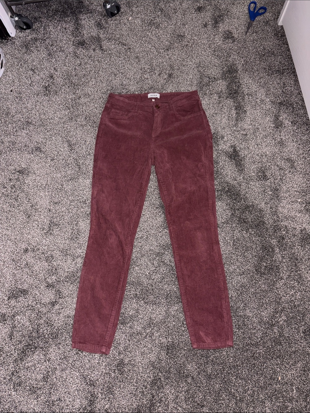 Pistola Corduroy Mid-Rise Pants - Burgundy